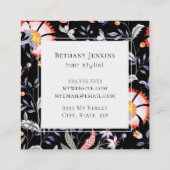 Chic floral Muster Black Business Card Quadratische Visitenkarte (Rückseite)