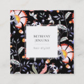 Chic floral Muster Black Business Card Quadratische Visitenkarte (Vorderseite)