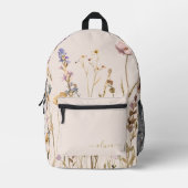 Chic Floral Muster Custom Gold Name Wildblume Bedruckter Rucksack (Vorderseite)
