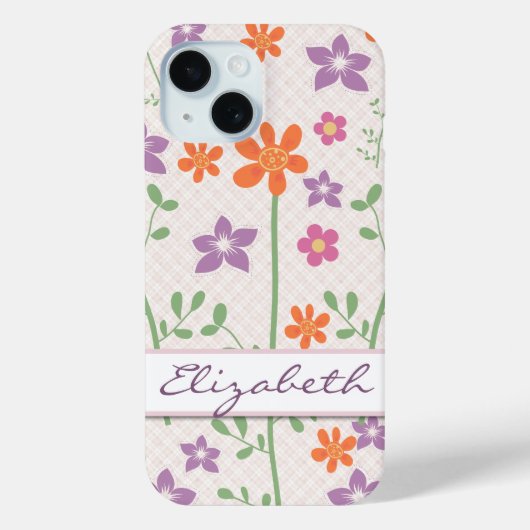Chic Floral Muster Design Monogram Case-Mate iPhone Hülle (Rückseite)