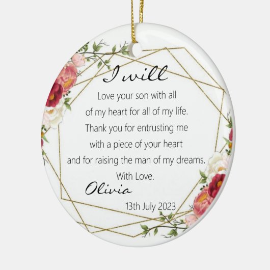 Chic floral Mutter von Groom Bride Geschenk Keepak Keramik Ornament (Links)