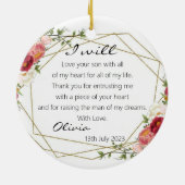 Chic floral Mutter von Groom Bride Geschenk Keepak Keramik Ornament (Hinten)