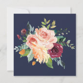 Chic Floral Navy Blue Save the Date Card (Rückseite)