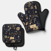 Chic Floral Ofenhandschuh & Topflappen-Set (Vorderseite/Rückseite)