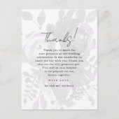 Chic Floral Overlay Lila Hochzeit Foto Vielen Dank Postkarte (Vorderseite)