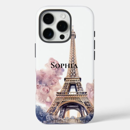 Chic Floral Paris Eiffel Tower Case-Mate iPhone Hülle (Rückseite)