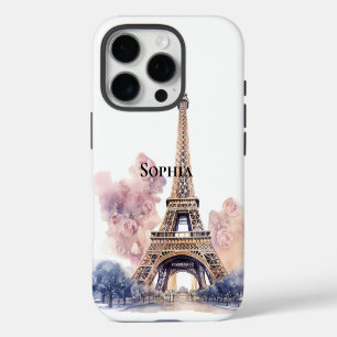 Chic Floral Paris Eiffel Tower iPhone 16 Pro Hülle