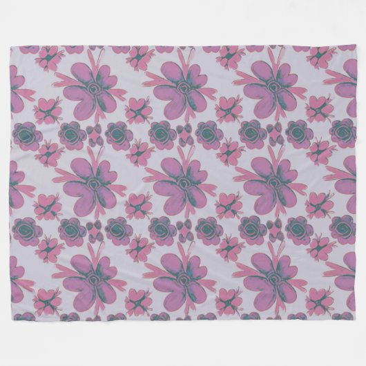 Chic Floral Pattern Fleecedecke (Vorderseite (Horizontal))