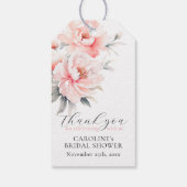 Chic Floral Peonies Blush Pink BRAUTPARTY Geschenkanhänger (Rückseite)
