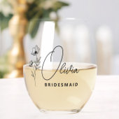 Chic Floral Personalisiert Bridesmaid Vorschlag Weinglas Ohne Stiel