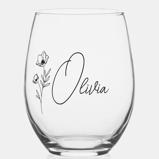 Chic Floral Personalisiert Bridesmaid Vorschlag Weinglas Ohne Stiel
