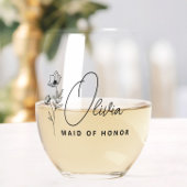 Chic Floral Personalisiert Bridesmaid Vorschlag Weinglas Ohne Stiel