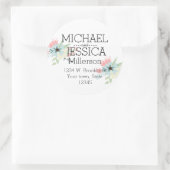 Chic Floral Personalisierte Ansprache Runder Aufkleber (Tasche)