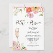 Chic Floral Petals Prosecco QR Code Brautparty Einladung (Vorderseite)