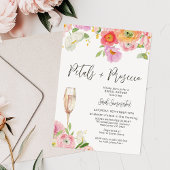 Chic Floral Petals Prosecco QR Code Brautparty Einladung