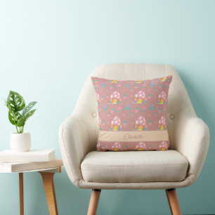 Chic floral Pilz Muster Blush Pink Name Kissen