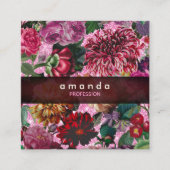 Chic floral pink Burgund lila Glitzer Monogramm Quadratische Visitenkarte (Vorderseite)