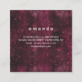 Chic floral pink Burgund lila Glitzer Monogramm Quadratische Visitenkarte (Rückseite)