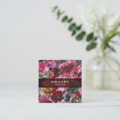 Chic floral pink Burgund lila Glitzer Monogramm Quadratische Visitenkarte (Stehend Vorderseite)