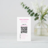 Chic Floral Pink Peony Beruflich QR Code Einfach Visitenkarte (Stehend Vorderseite)