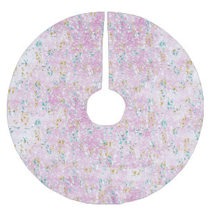 Chic Floral Pink Weihnachtsfeiertag Polyester Weihnachtsbaumdecke