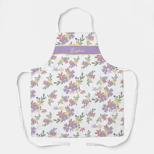 Chic Floral Purple Pattern Baking Schürze (Vorderseite)