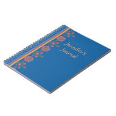Chic Floral Rangoli Border on Blue Spiral Notebook Notizblock (Linke Seite)