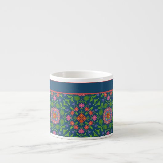 Chic Floral Rangoli Deep Blue Espresso Match Espressotasse (Vorderseite)