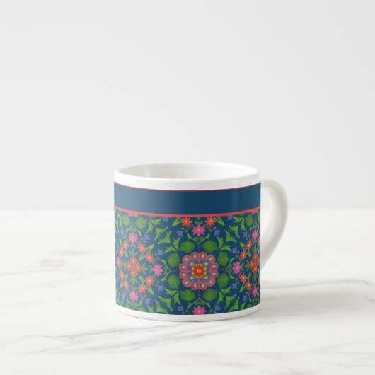 Chic Floral Rangoli Deep Blue Espresso Match Espressotasse (Vorderseite Rechts)