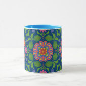 Chic Floral Rangoli Deep Blue Ringer Kaffee Tasse (Zentrum)