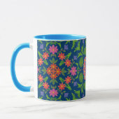 Chic Floral Rangoli Deep Blue Ringer Kaffee Tasse (Links)