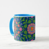 Chic Floral Rangoli Deep Blue Ringer Kaffee Tasse (Vorderseite Links)