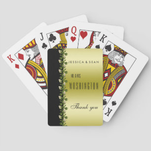 Chic Floral Romantic Gold & Black Danke Spielkarten