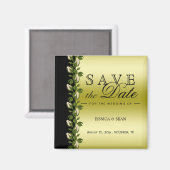 Chic Floral Romantic Gold & Black Magnet (Vorderseite/Rückseite)
