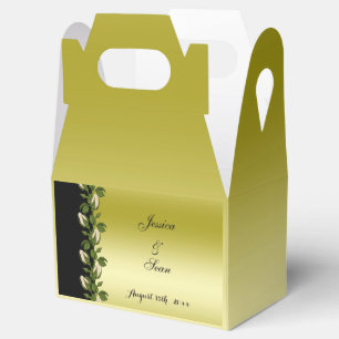 Chic Floral Romantic Gold & Black Wedding Geschenkschachtel