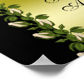 Chic Floral Romantic Gold & Black Wedding Poster (Ecke)