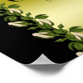 Chic Floral Romantic Gold & Black Wedding Poster (Ecke)
