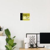 Chic Floral Romantic Gold & Black Wedding Poster (Heimbüro)