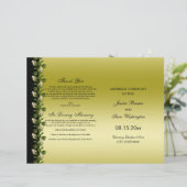 Chic Floral Romantic Gold & Black Wedding Programm (Stehend Vorderseite)
