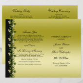 Chic Floral Romantic Gold & Black Wedding Programm (Vorne/Hinten)