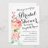 Chic Floral Rose | Brautdusche Einladung (Vorne/Hinten)