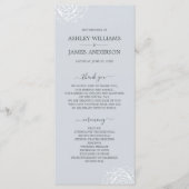 Chic Floral Rose Ice Blauen Einfache Hochzeit Programm (Vorderseite)