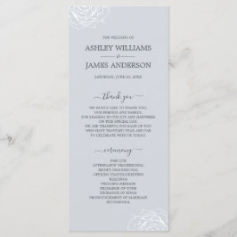 Chic Floral Rose Ice Blauen Einfache Hochzeit Programm