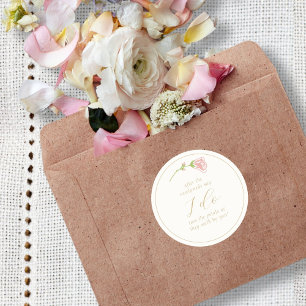 Chic Floral Rose & Ivory Wedding Runder Aufkleber