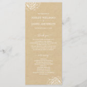 Chic floral Rose Kraft Einfache Minimale Hochzeit Programm (Vorderseite)