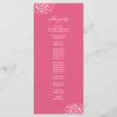 Chic Floral Rose Rosa Einfache Minimale Hochzeit Programm (Rückseite)