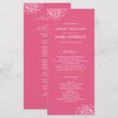 Chic Floral Rose Rosa Einfache Minimale Hochzeit Programm (Vorne/Hinten)