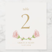 Chic Floral Rose Wappen Hochzeit Tischnummer Weinetikett (Einzelnes Label)