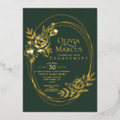 Chic Floral Rose Wreath Wedding Foil Einladung (Vorderseite)