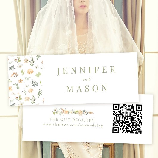 Chic floral rustic Hochzeit QR Registrierungskarte